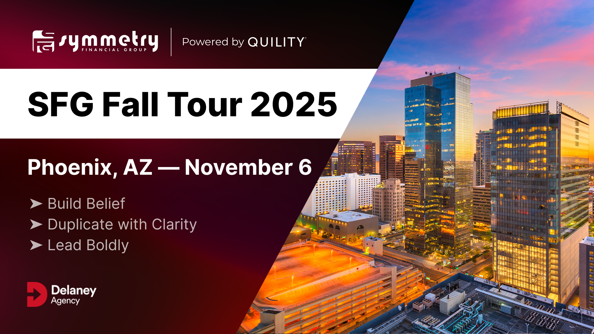 Symmetry Fall Tour 2025 Phoenix event flyer with date and location details.